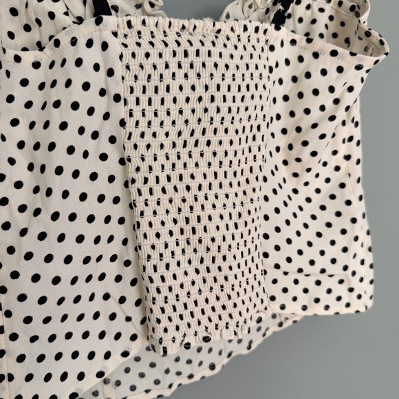 Reformation "Andrea" Eclipse Polka Dot Sweetheart Tie Cami Spaghetti Strap Top - Picture 9 of 14